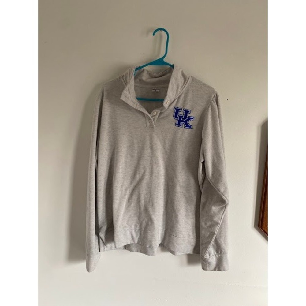 Liv Casual University of Kentucky Wildcats Gray Quarter Button Pullover XL